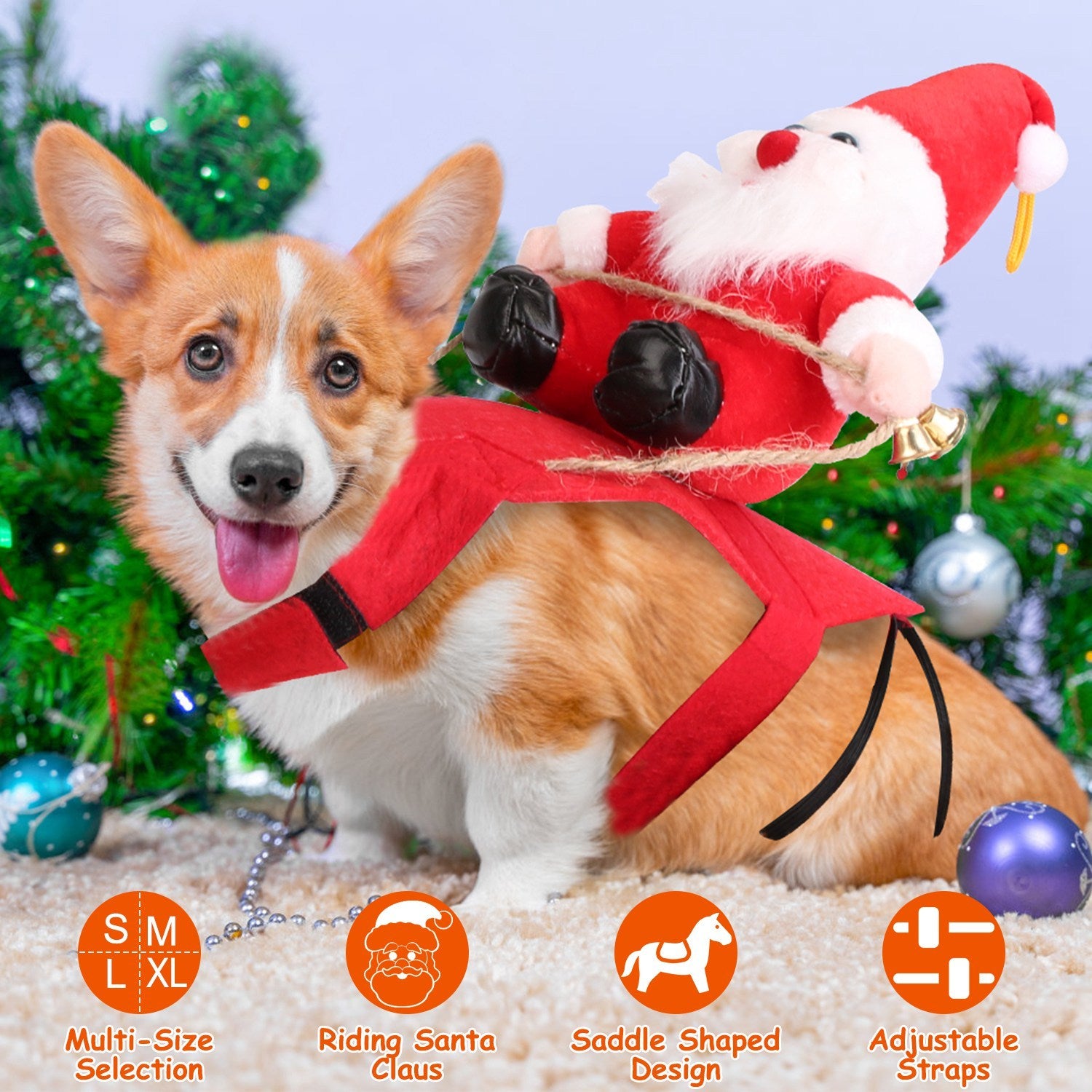 S-M-L-XL Options -- 1Pc Pet Christmas Costumes Red Winter Coat For Dog Riding Santa Claus With Bell Clothes New Year Outfit Cosplay Costumes Party Dress Up For Cats - DropOnline.co