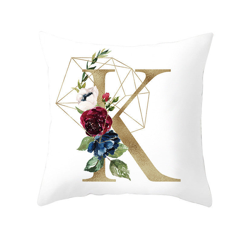 Nordic Style Pillowcase Geometric Golden Letter Pillowcase Peach Skin Sofa Cushion Household Goods - DropOnline.co