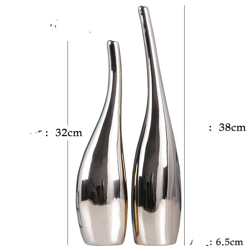 Nordic Gold Plating Ceramic Vases Model Room Home Decor - DropOnline.co