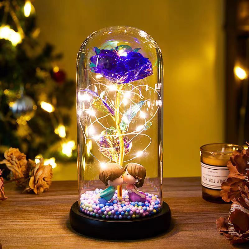 Eternal Rose LED Light Foil Flower In Glass Cover Night Lights Valentines Day Gifts Lamp Decor For For Home Bedroom Wedding Gift Valentine's Day Gifts - DropOnline.co