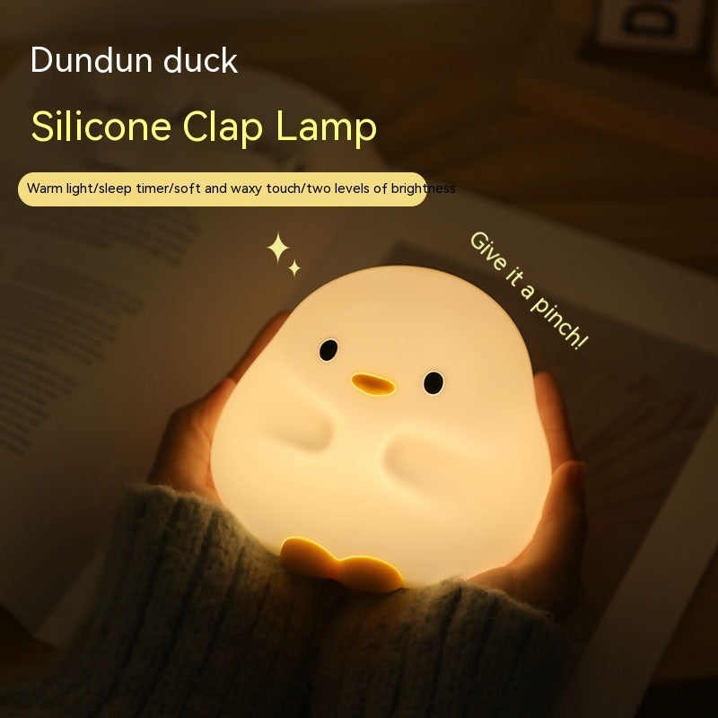 Cute Duck LED Night Lamp - Cartoon Silicone USB Rechargeable Sleeping Light with Touch Sensor Timing - DropOnline.co