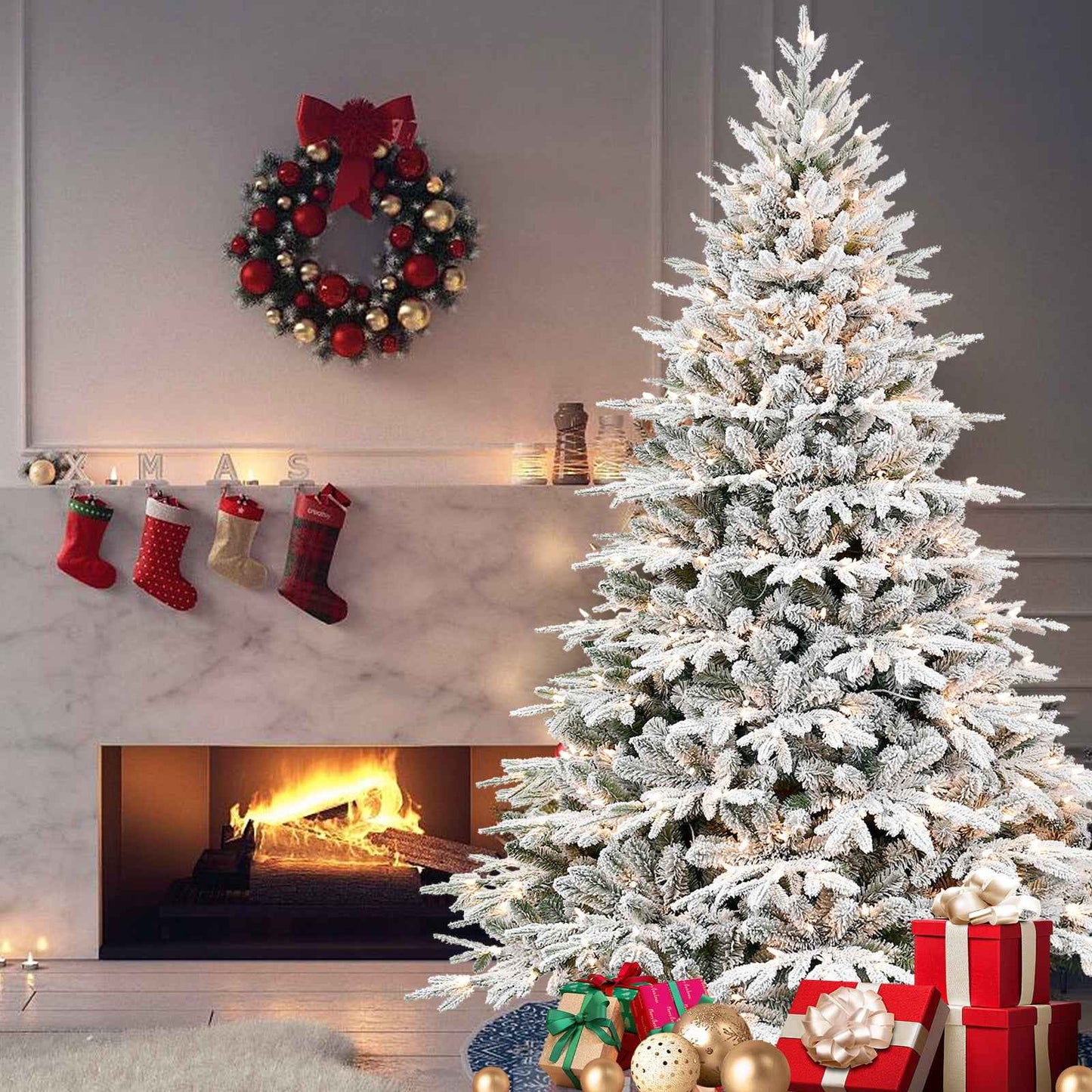 PE/PVC Christmas Tree with Lights - Pre-Lit Holiday Decoration
