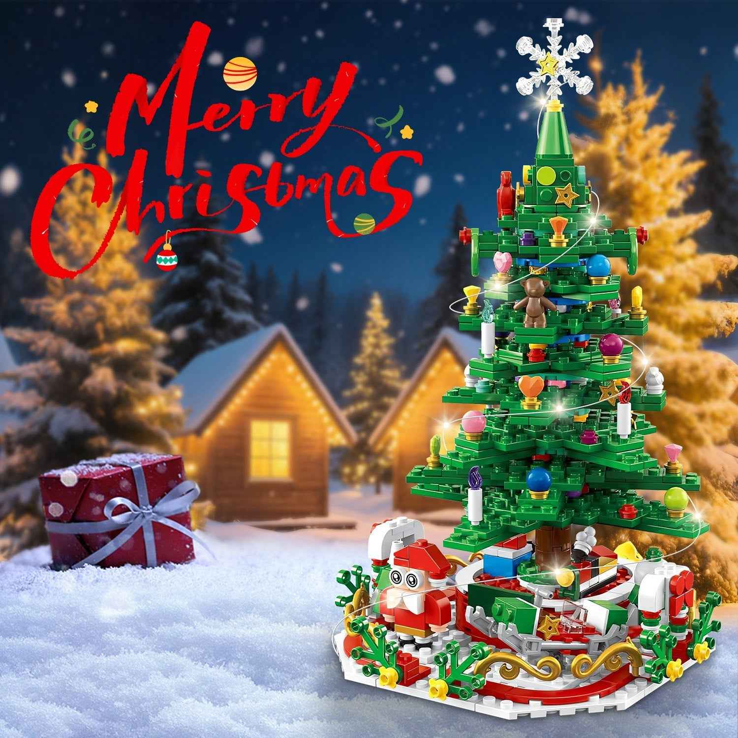 2025 Christmas Tree Building Set with LED Light - 24 Days Advent Calendar for Kids