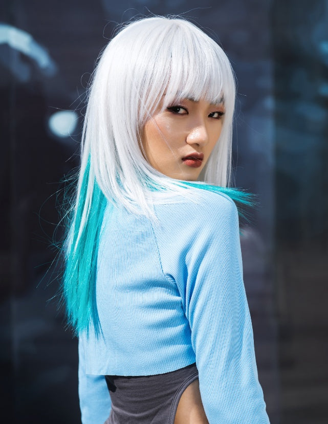 Self-pickup Long Natural Black Wigs For Women,Natural Black Wigs With Bangs Layered Shoulder Length Synthetic Wig For Daily Party  24 Inch - DropOnline.co