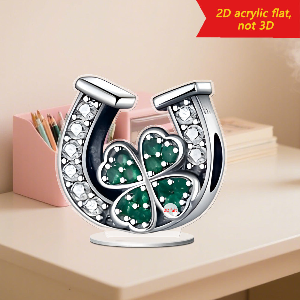 U-shaped Clover 2D Flat Acrylic Desktop Decoration - DropOnline.co