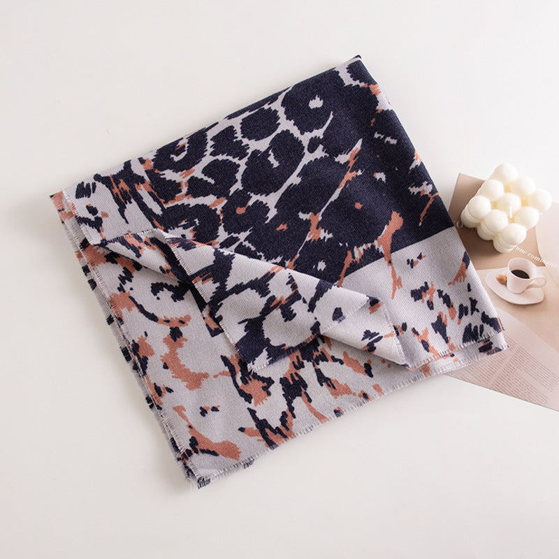 Leopard Print Artificial Cashmere Scarf Women's Warm Scarf Winter - DropOnline.co