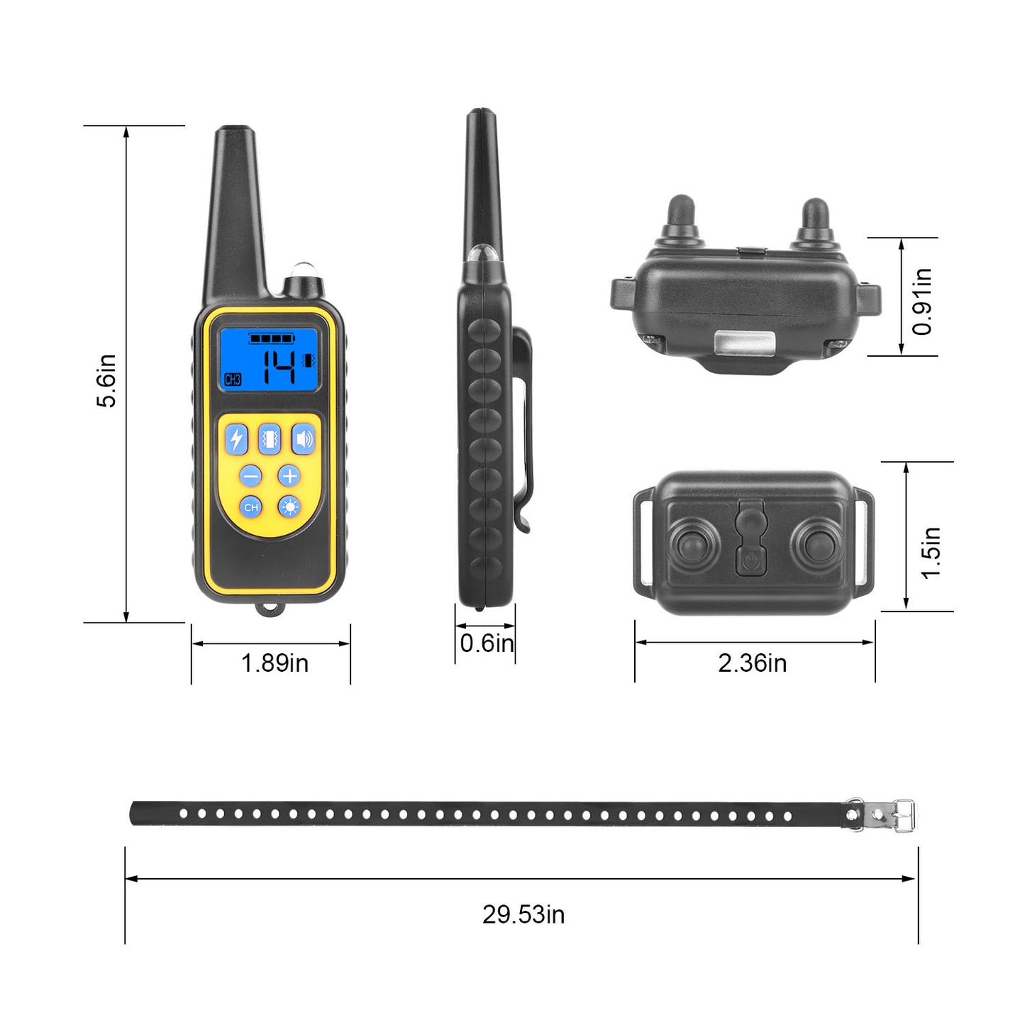 1Pc Dog Training Collar With Remote  IP67 Waterproof Pet Trainer 300mAh Rechargeable 875 Yard Remote Control 4 Modes Adjustable Level - DropOnline.co