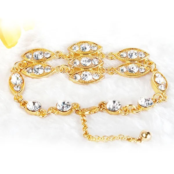 Noble Burnished Gold Bling Rhinestone Bracelet - DropOnline.co