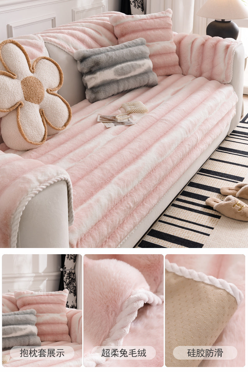Rabbit Plush Sofa Cushion Non-slip Thickened Cushion - DropOnline.co
