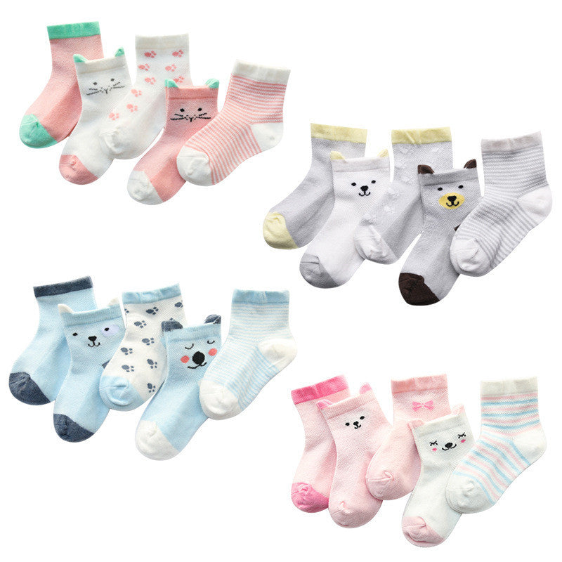 Children's Cotton Socks 5-Pack - Breathable Summer Socks for Boys & Girls - DropOnline.co