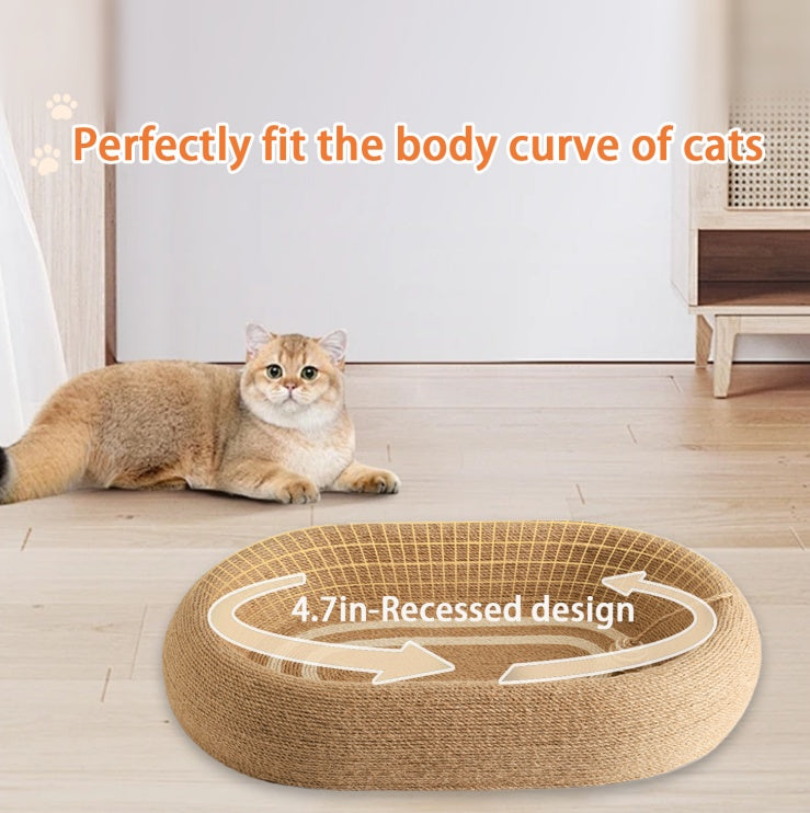 Large Space Sisal Cat Scratching Board Cat Bed, One-piece Enlarged And Widened Wear-resistant And Non-chipping Cat Scratching Basin With Cat Ball Toy, Concave Design Cat Bed For Scratching And Sleepin - DropOnline.co