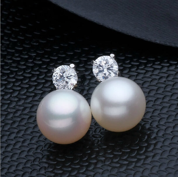 Round Pearl Stud Earrings - Classic Elegant Pearl Studs - DropOnline.co