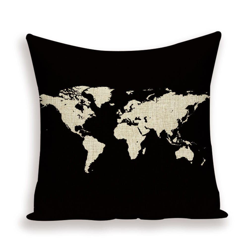 New Retro Toss Pillow Case European World Map Cushion Cover Seat Sofa Covers Morocco Linen House Home Decor Throw Pillows Cases - DropOnline.co