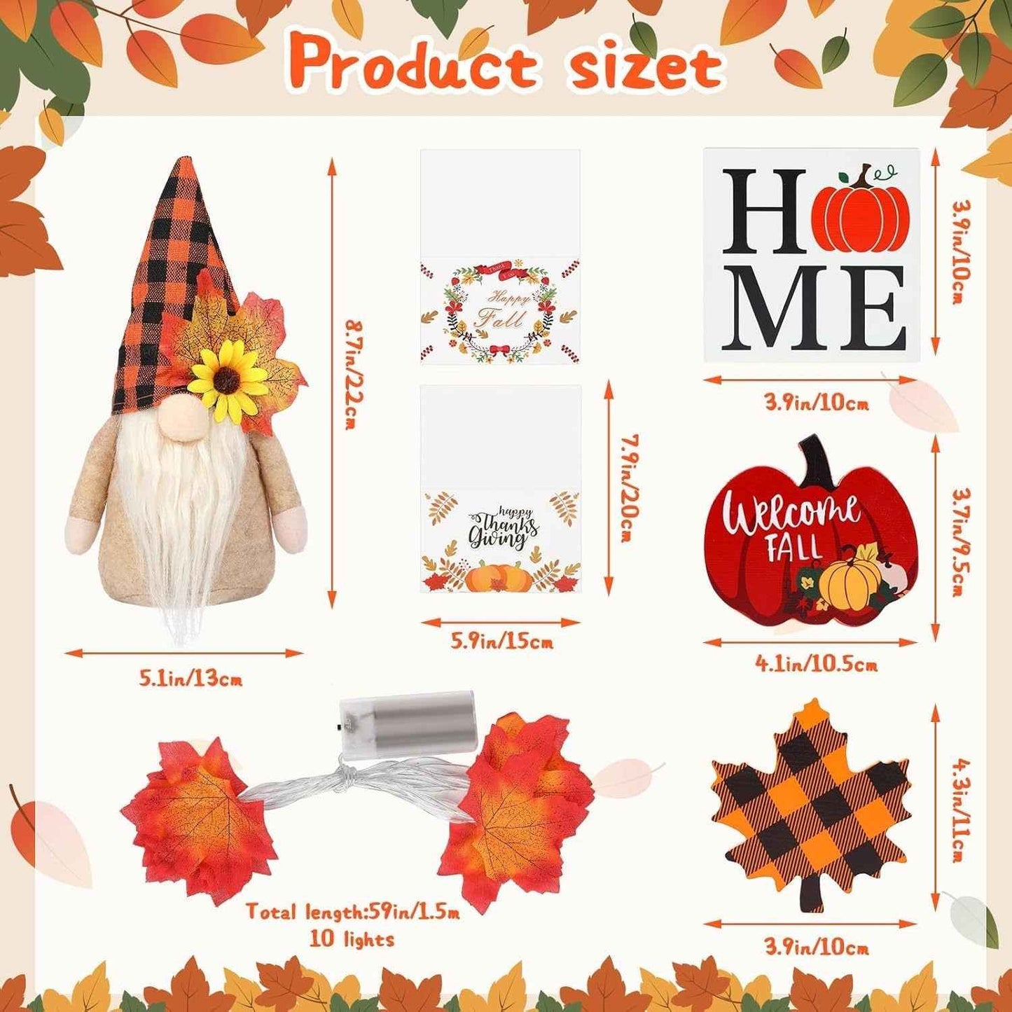 Fall Gnome Tiered Tray Decorations Set - Farmhouse Pumpkin Autumn Decor - DropOnline.co