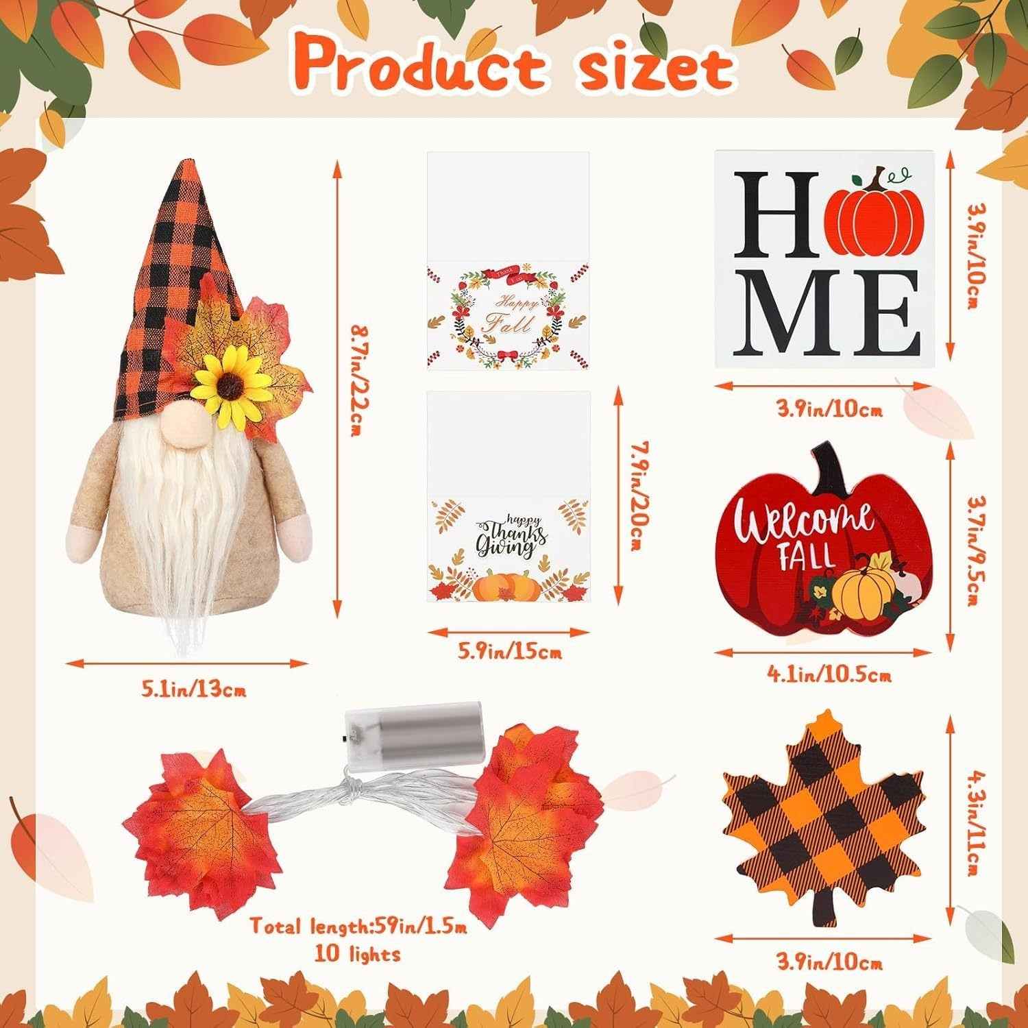 Fall Gnome Tiered Tray Decorations Set - Farmhouse Pumpkin Autumn Decor - DropOnline.co