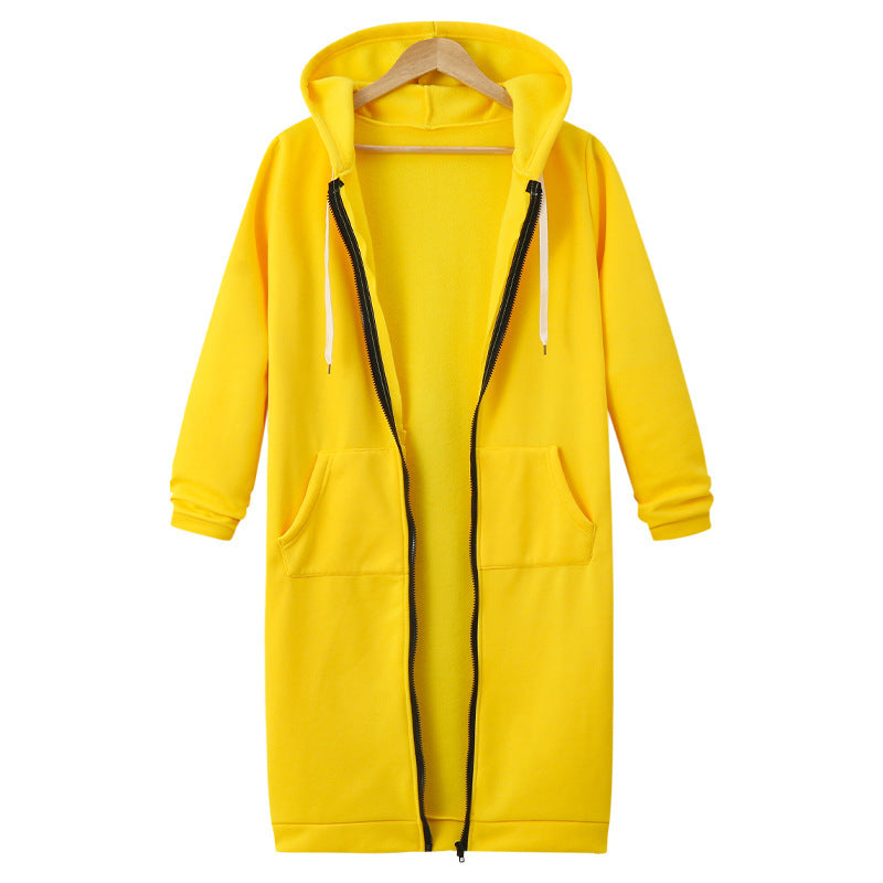 Hooded Long Sleeve Sweater Fleece Long Jacket - DropOnline.co