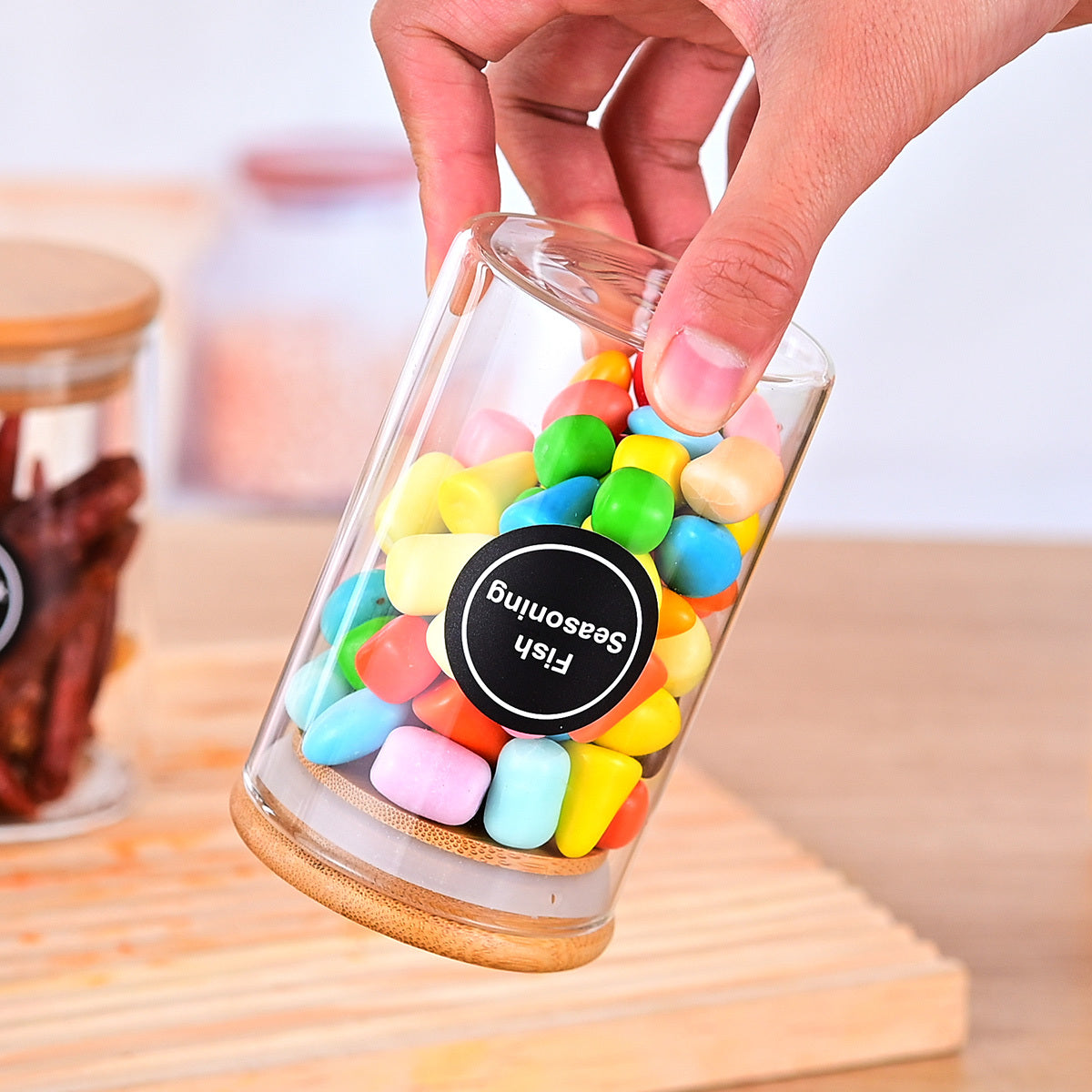 12 Pcs Round Spice Jars With Bamboo Lids And Stickers, Glass Storage Jars, Candy Jars, Coffee Jars, Salt Jars, Pepper Jars, Tea Jars - DropOnline.co