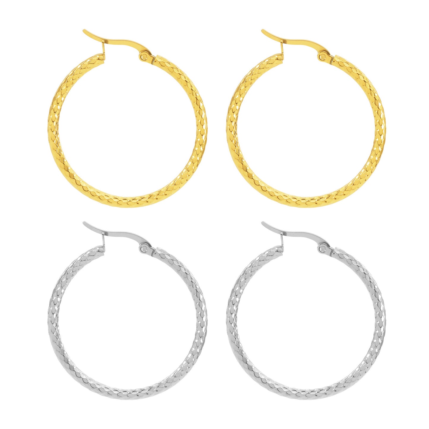 18K Gold-plated Dense Emboss Round Ring Earrings Advanced Sense - DropOnline.co