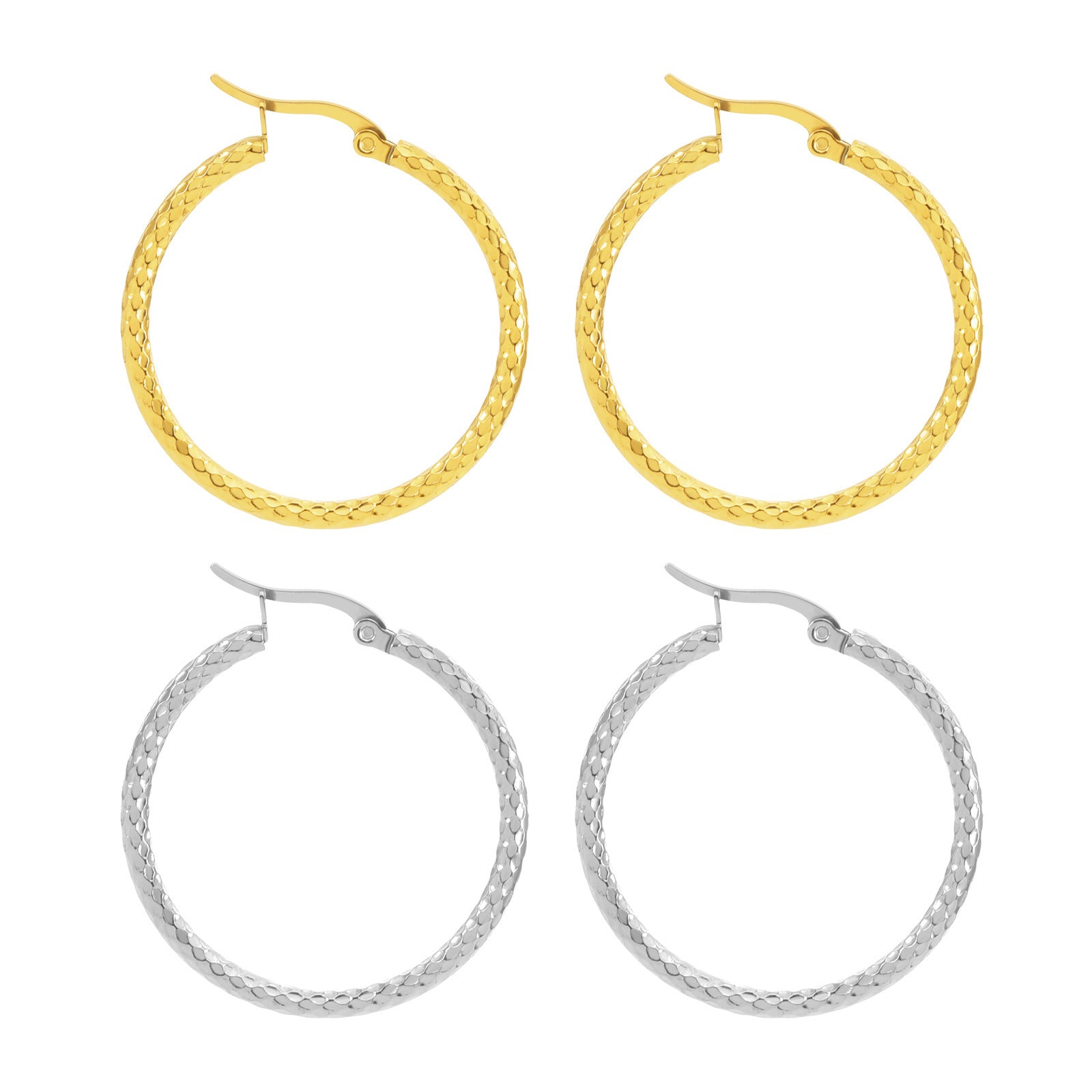 18K Gold-plated Dense Emboss Round Ring Earrings Advanced Sense - DropOnline.co