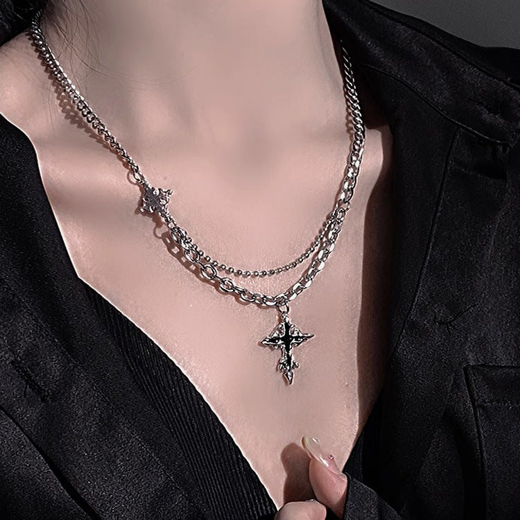 Dark Cross Necklace Men's Fashion Accessories - DropOnline.co