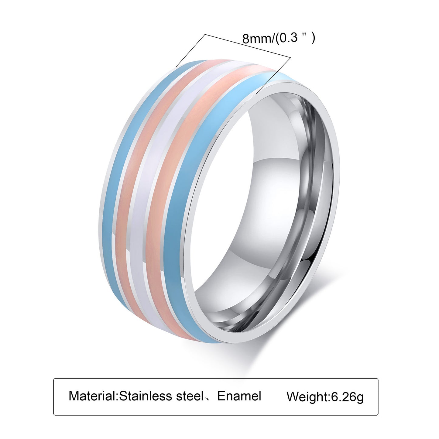 Ring Color 8mm Men's Same Color Flag Ring Foreign Trade Jewelry Wholesale Rainbow Color - DropOnline.co