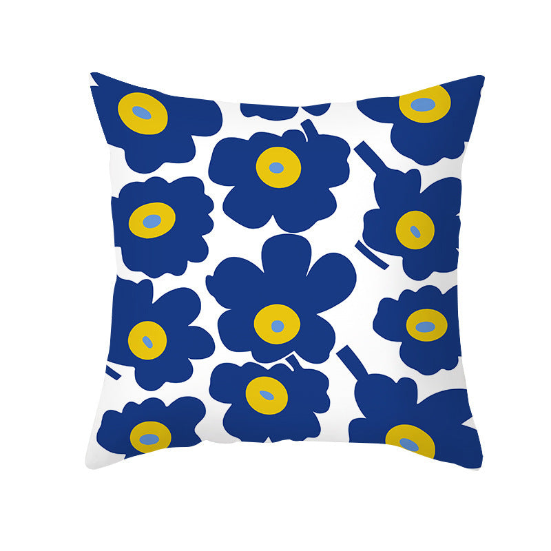 Ins Blue Abstract Super Soft Printing Pillowcase - Retro Art Sofa Cushion for Modern Home - DropOnline.co