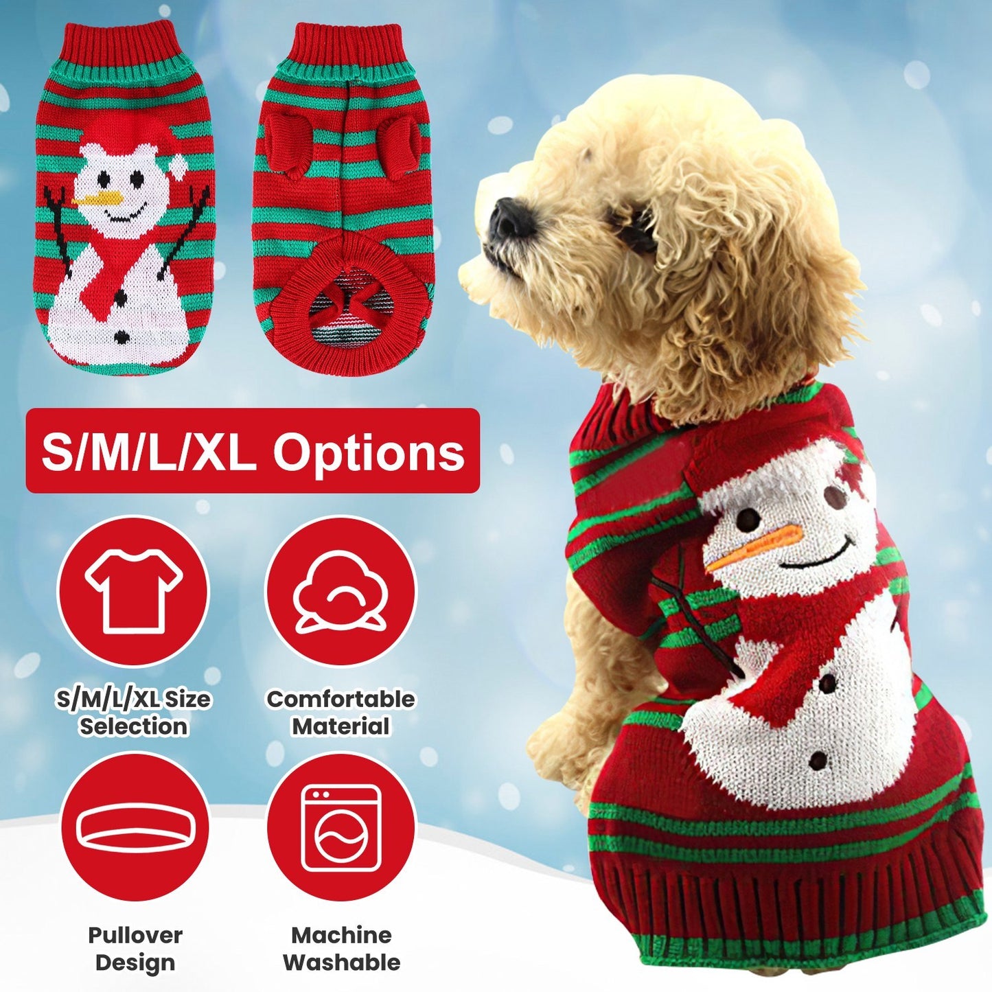 2 Patterns 4 Sizes Option-- 1Pc Pet Christmas Turtleneck Sweater Dog Cat Christmas Clothes Snowman Stripes Costume Winter Holiday Sweater For Small Medium Kitten Puppy Cats Dogs - DropOnline.co