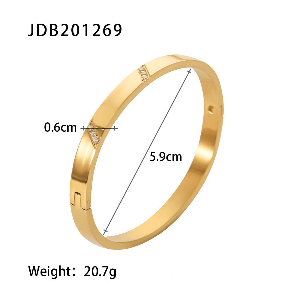 Fashionable And Versatile Gold-plated Stainless Steel Bracelets With Zirconia - DropOnline.co