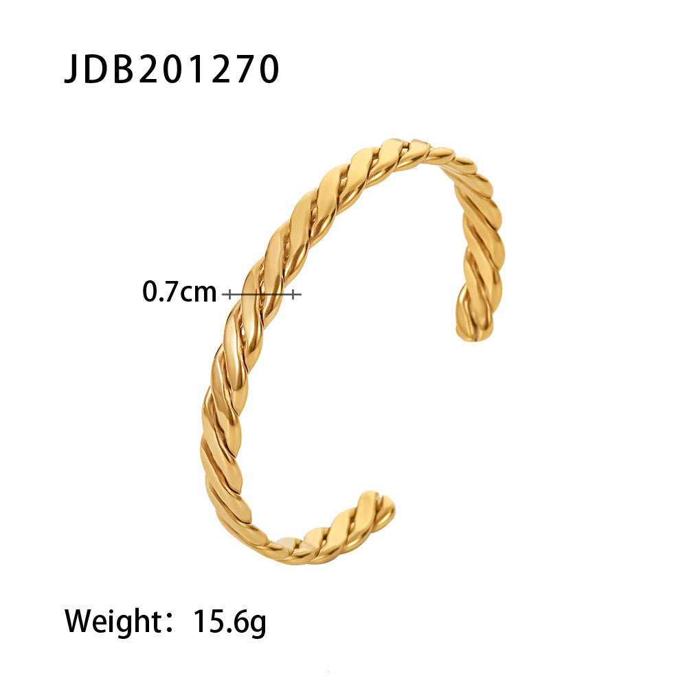 Fashionable And Versatile Gold-plated Stainless Steel Bracelets With Zirconia - DropOnline.co