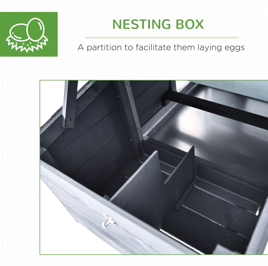 Chicken Coop Kit 59 Outdoor Solid Wood Enclosed House Ventilation Gray - DropOnline.co