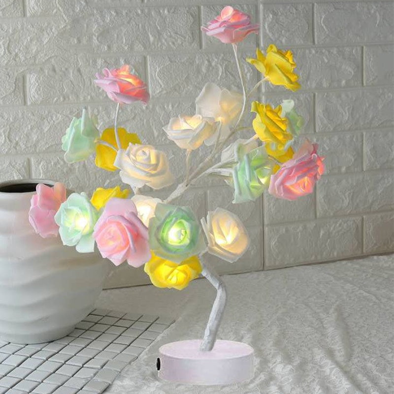 Rose Flower Lamp USB Battery Operated LED Table Lamp Bonsai Tree Night Lights Garland Bedroom Decoration Lights Home Decor - DropOnline.co