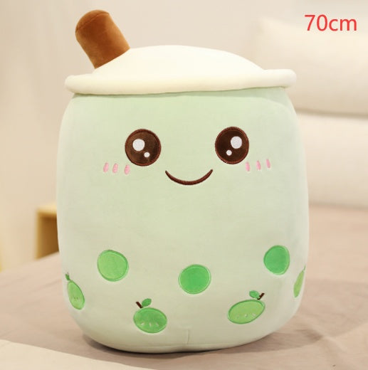Boba Tea Plush Toy - Cute Strawberry Milk Tea Stuffed Animal Pillow Cushion for Kids - DropOnline.co
