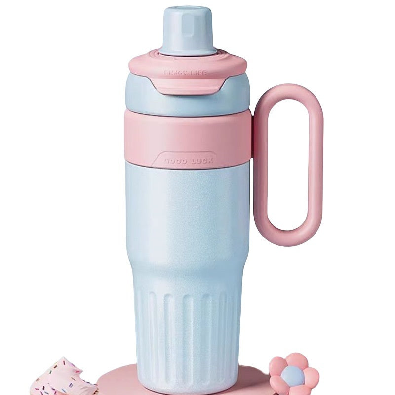 780ml Gradient Double Drink Thermal Cup Stainless Steel With Lid Coffee Cup Thermos Large Capacity Straw Cup For Male And Female - DropOnline.co