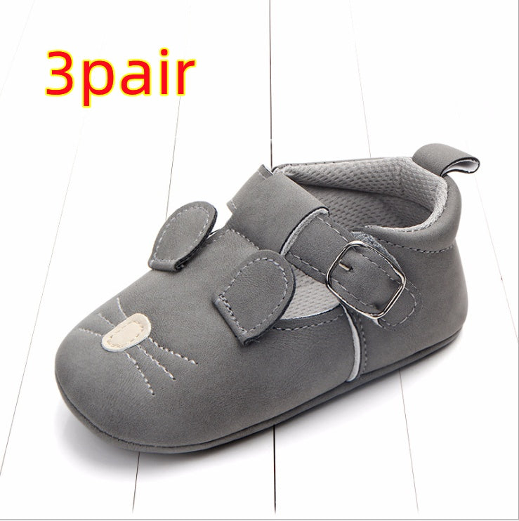 Cartoon Animal Baby Shoes - Soft Non-Slip Leather First Walking Shoes - DropOnline.co