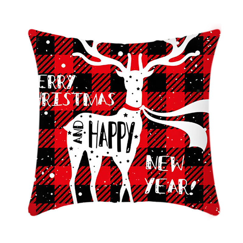 Merry Christmas Cushion Cover 45cm Elk Santa Claus Short Plush Sofa Pillow Cover Home Decor Pillowcase Christmas Decoration - DropOnline.co