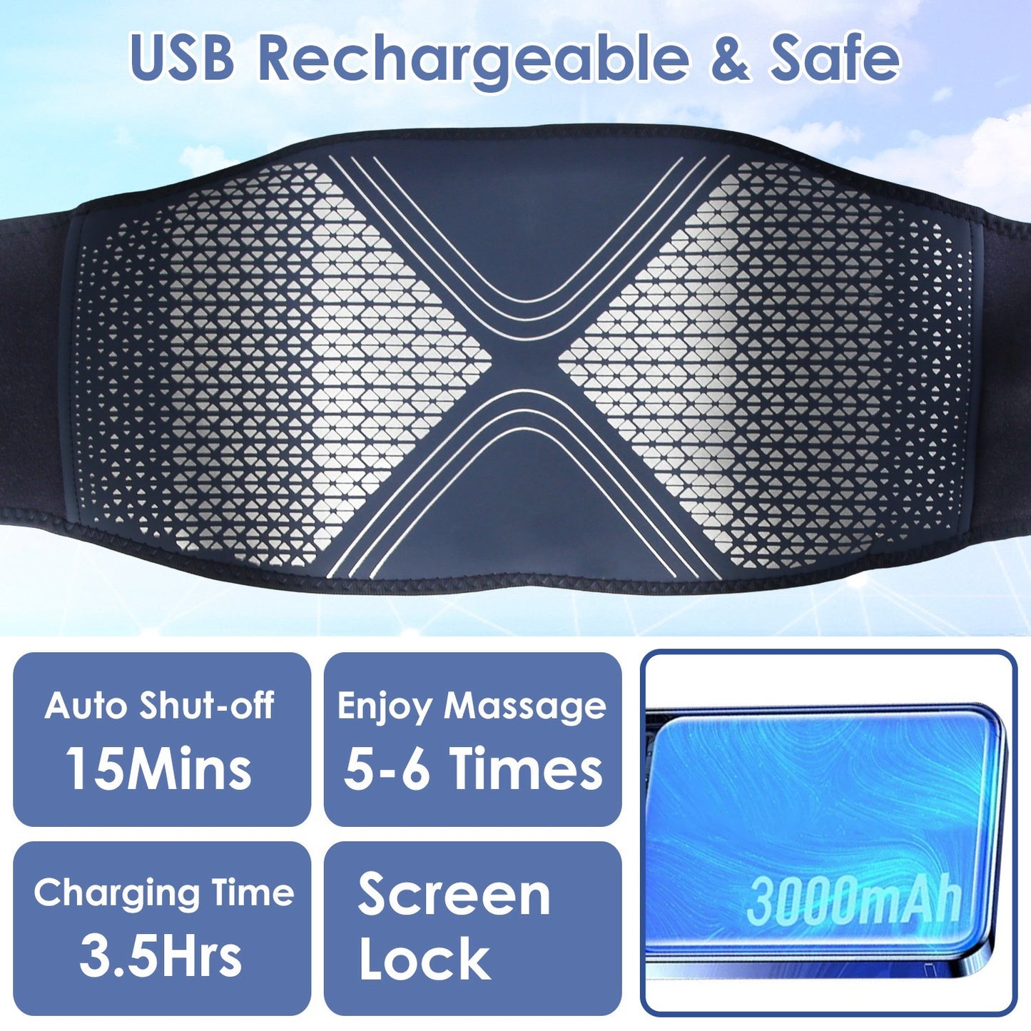 1Pc Lower Back Massager Heating Pad Cordless Heating Pad With Air Compression Vibration For Back Belly Waist Shoulder Pain Relief - DropOnline.co