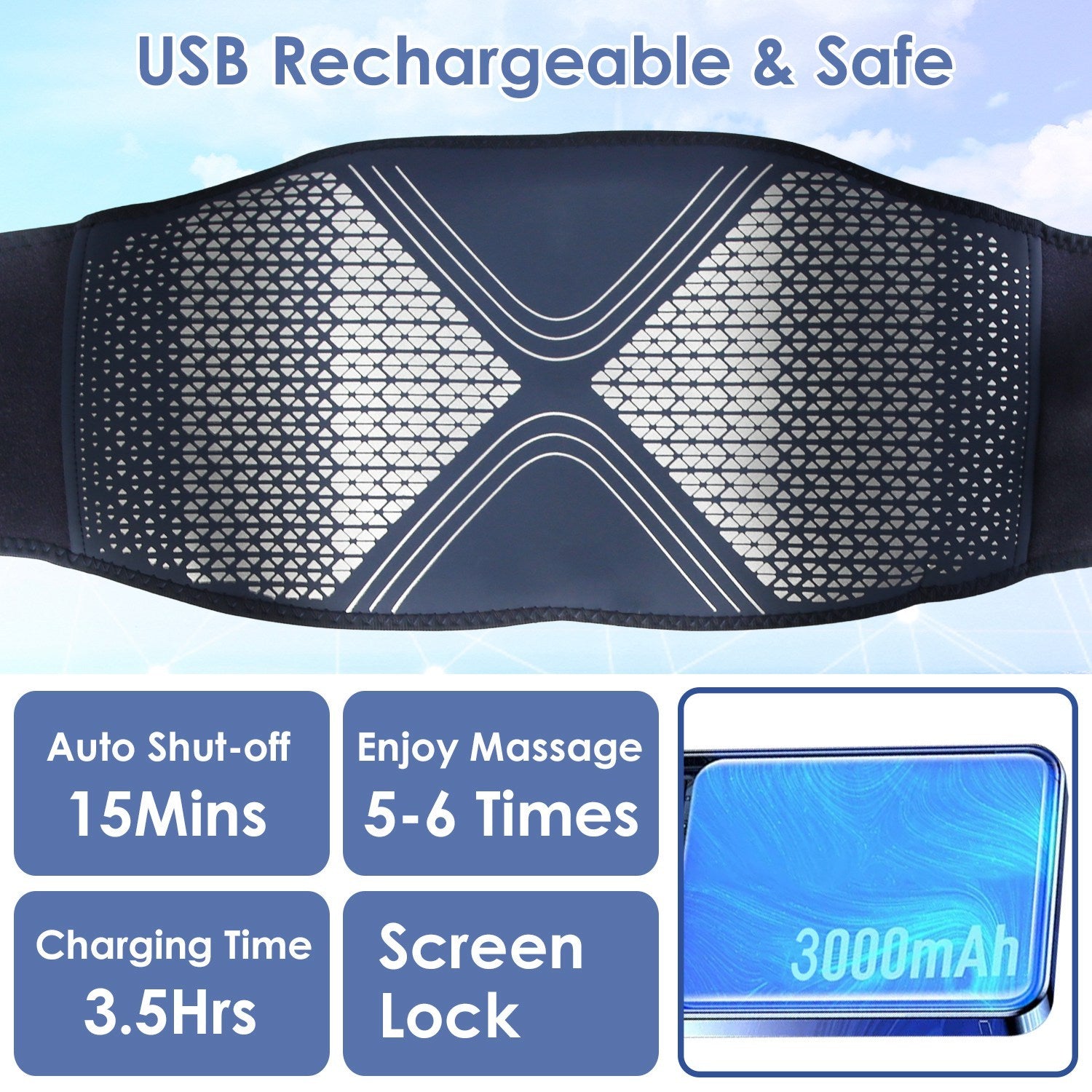 1Pc Lower Back Massager Heating Pad Cordless Heating Pad With Air Compression Vibration For Back Belly Waist Shoulder Pain Relief - DropOnline.co