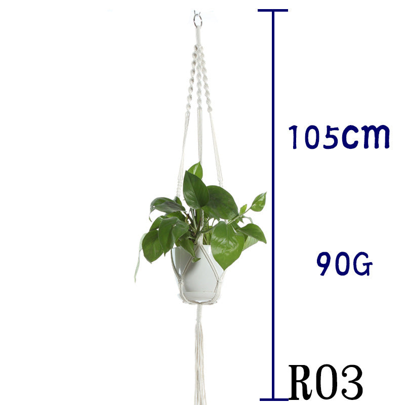 Flower Pot Net Bag Beige Cotton Rope Indoor Plant Hanger Hanging Basket Sling - DropOnline.co
