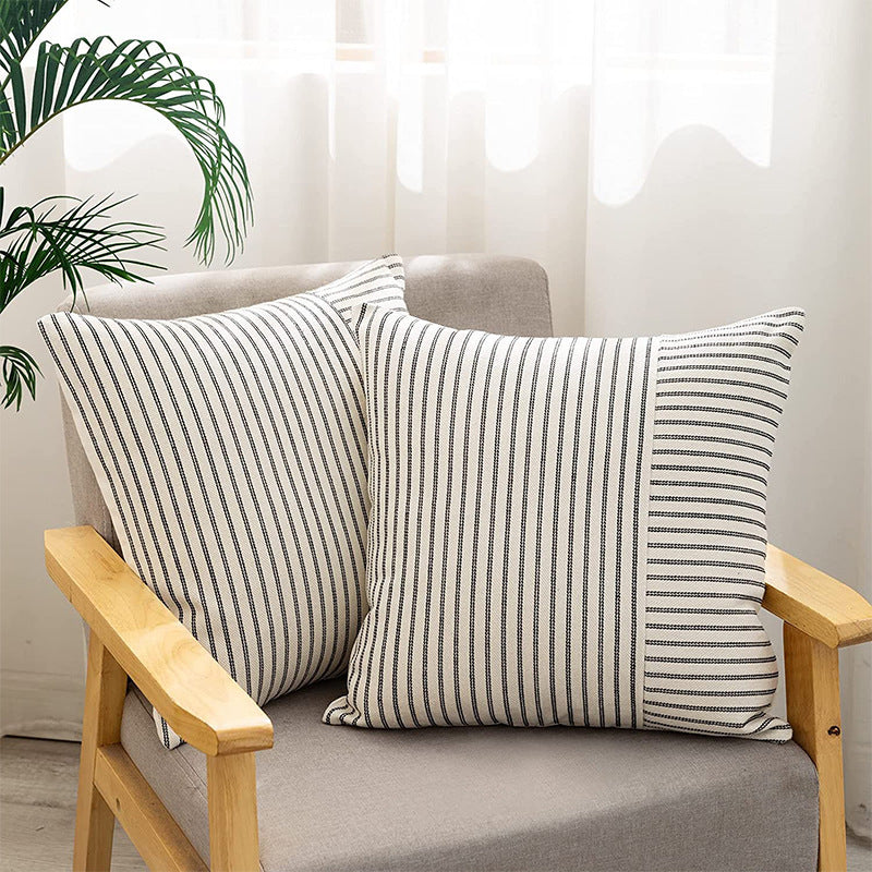Modern Decorative Striped Canvas Pillow Cover Home Home Sofa Bedroom Cushion - DropOnline.co