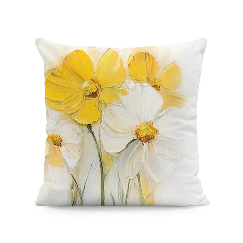 Ink-painting Plum Blossom Yellow Flower Sofa Cushion Cover Without Pillow Core - DropOnline.co