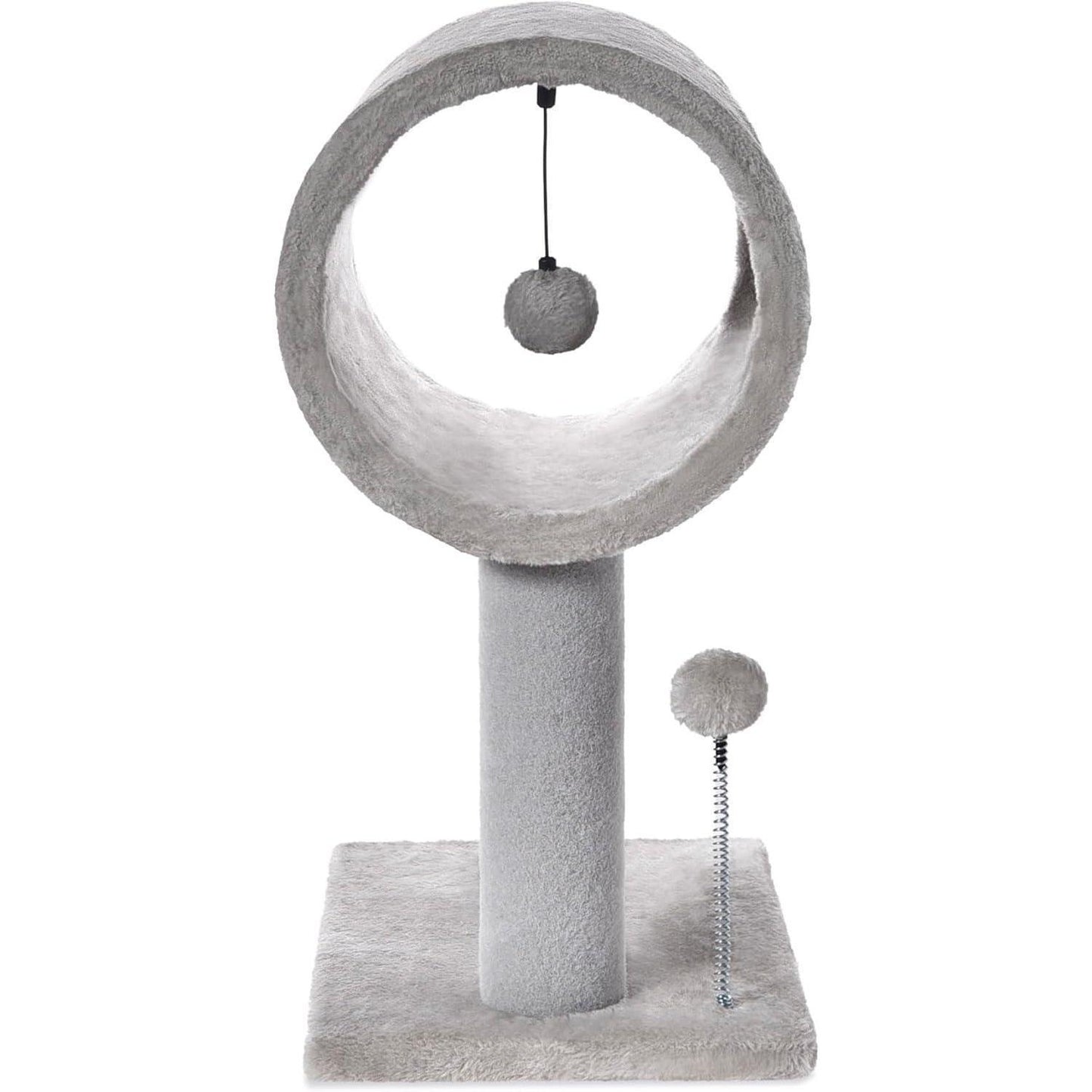 Gray Indoor Cat Tree With Hanging Ball 20.5Cat Tree With Tunnel Bed And Scratching Post Cat Tower - DropOnline.co