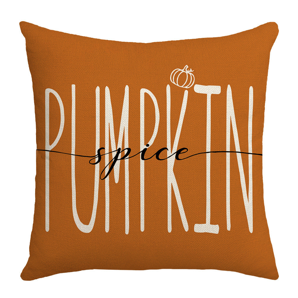 Pumpkin Maple Leaf Hand-painted Text Cushion Pillow Cover - DropOnline.co