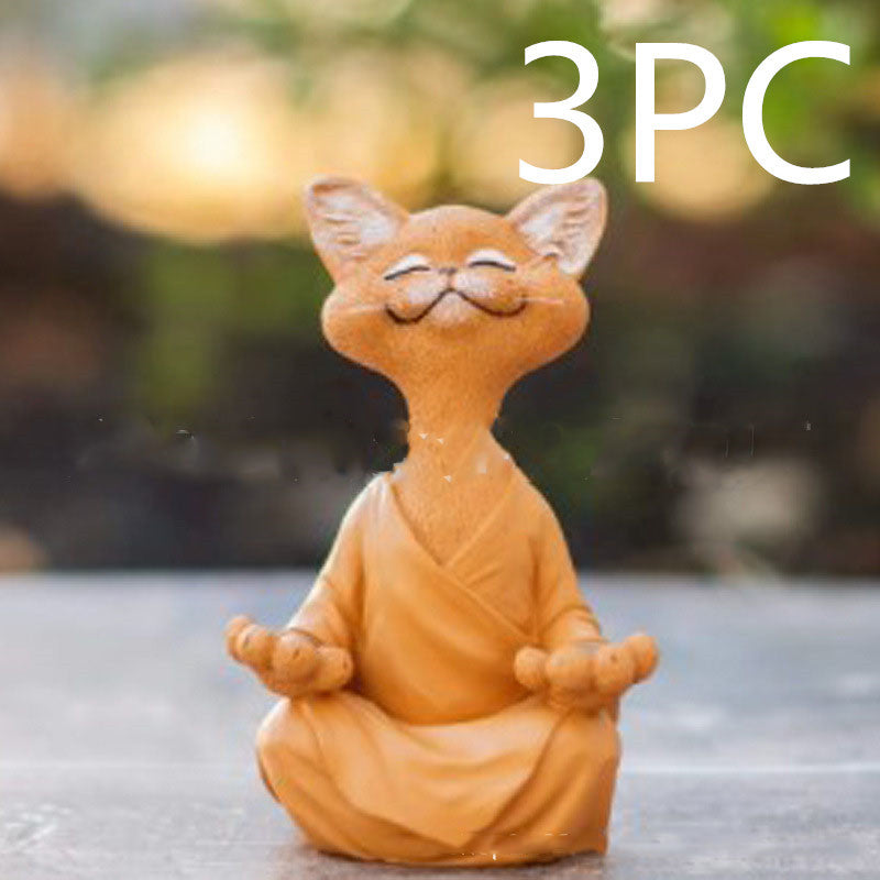 Whimsical Black Buddha Cat Figurine Meditation Yoga Collectible Happy Cat Decor Home Garden Decoration Garden Ornament - DropOnline.co
