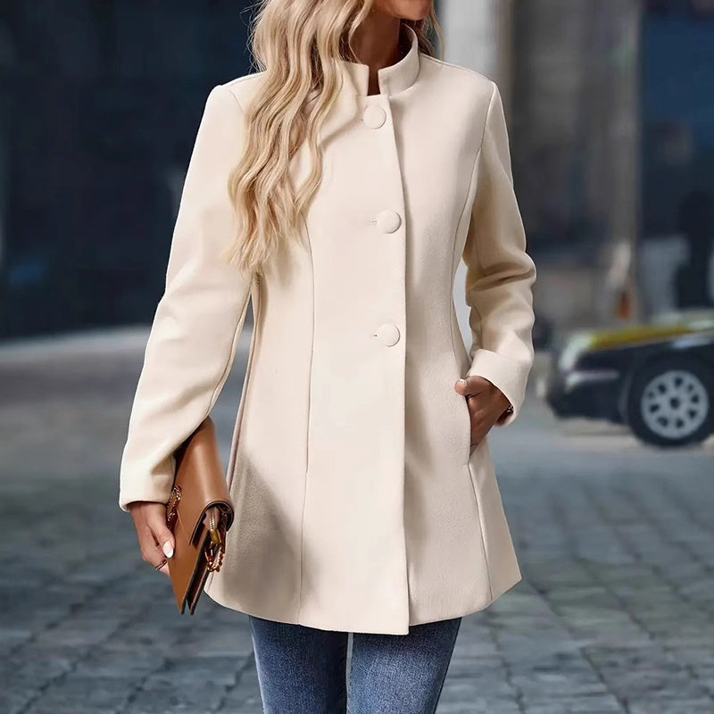 Womens Elegant Single Breasted Coat Long Sleeve Mid Winter Overcoat Work Office Coats - DropOnline.co