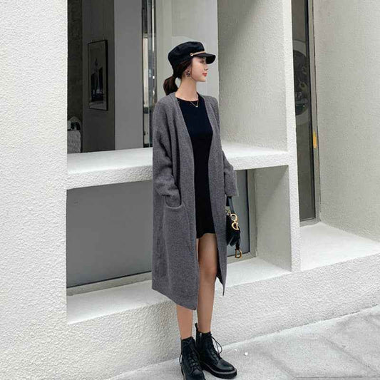 Autumn And Winter Clothing New Loose Mid-length Knitted Coat For Women