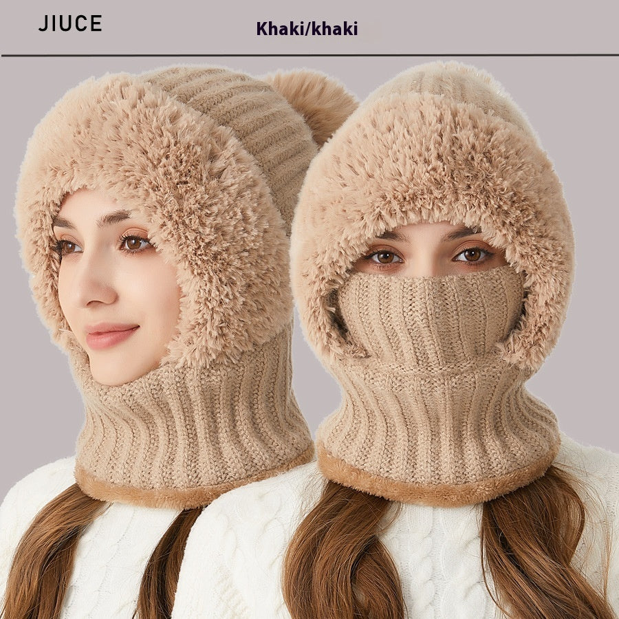 Autumn Winter Color Matching Plush Peaked Cap - Fashion All-Match Warm Hat - DropOnline.co