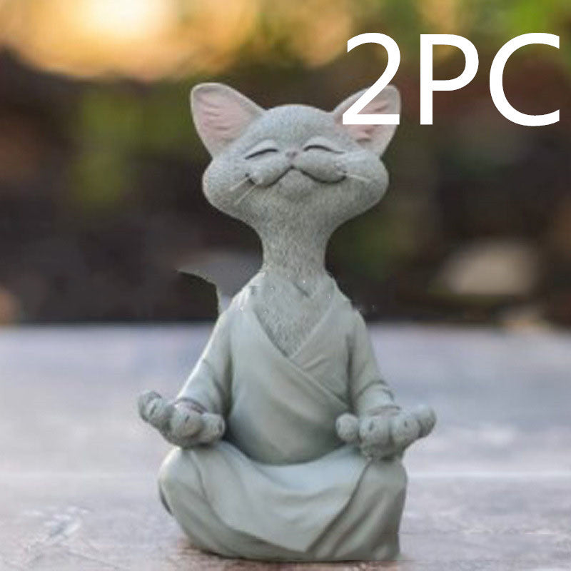 Whimsical Black Buddha Cat Figurine Meditation Yoga Collectible Happy Cat Decor Home Garden Decoration Garden Ornament - DropOnline.co