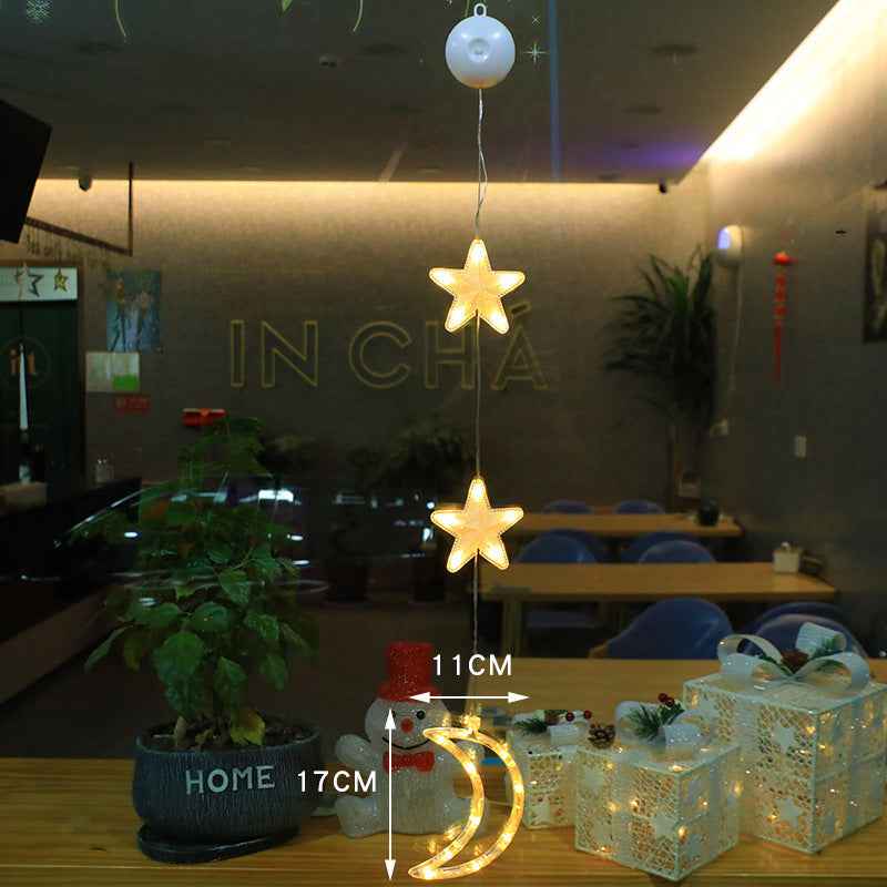 Christmas LED Suction Cup Window Lights 3-Pack - Star Tree Snowflake Hanging Ornaments - DropOnline.co
