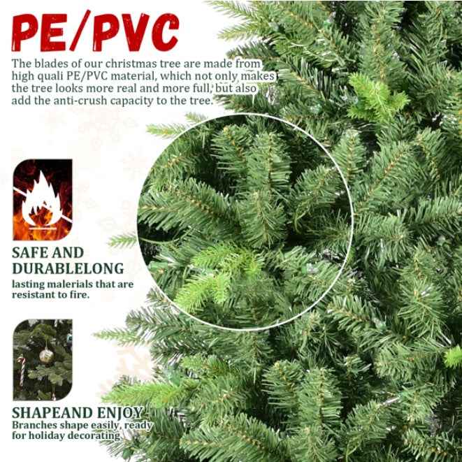 6ft Artificial Green Christmas Tree - 1339 PVC Hard Needle Mixed Branch Tips - DropOnline.co