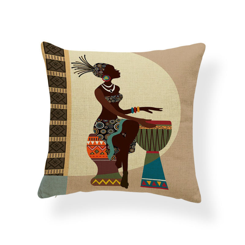 Printed cotton and linen cushion cover - DropOnline.co